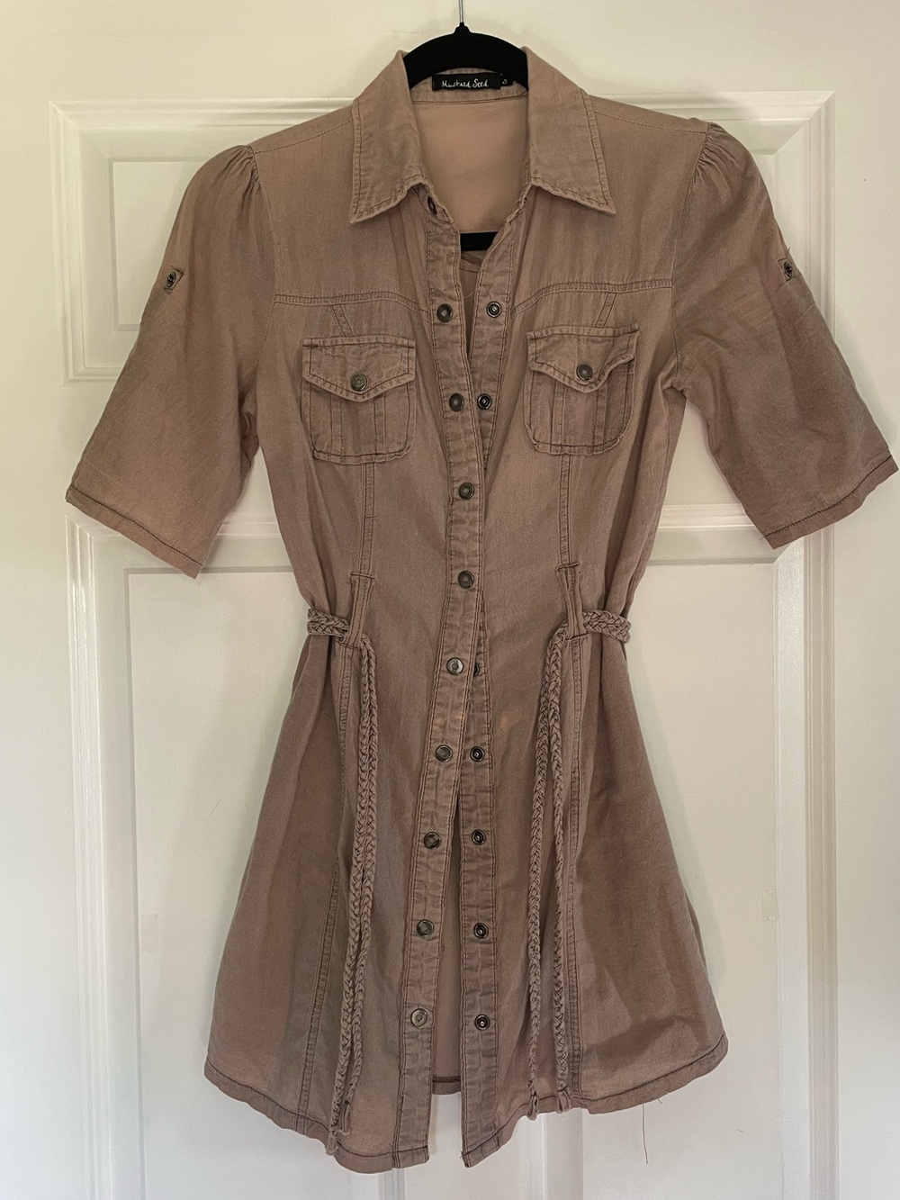 Mustard Seed taupe button-front mini dress